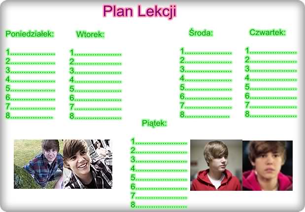 Plan Lekcji Czarno Białe Justinem Bieberem