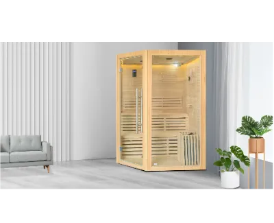 Sauna fińska sucha z piecem 1600x1600mm, MOC 6,0 kW, LED, bluetooth, radio model SN-011