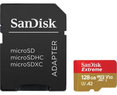 SanDisk Extreme microSDXC 128GB 160/90 MB/s A2 V30 U3