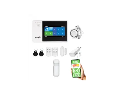 Bezprzewodowy alarm 4G LTE GSM + WiFi - HXA007 R1 + syrena przewodowa 105 db kompatybilny z aplikacją TUYA SMART