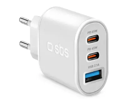 Ładowarka SBS Travel Charger 2xUSB-C PD 45W + USB 2,1A