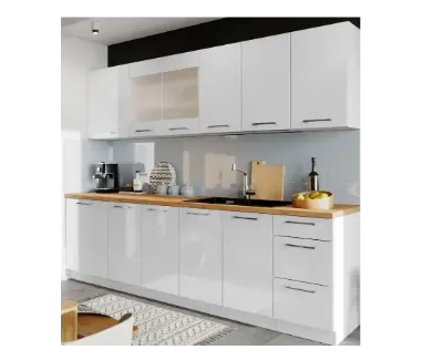 Opinie o Zestaw 8 białych szafek kuchennych - Elora 4S połysk