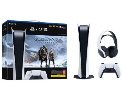 Sony PlayStation 5 Digital Edition PS5 + God of War Ragnarok + słuchawki PULSE 3D biały