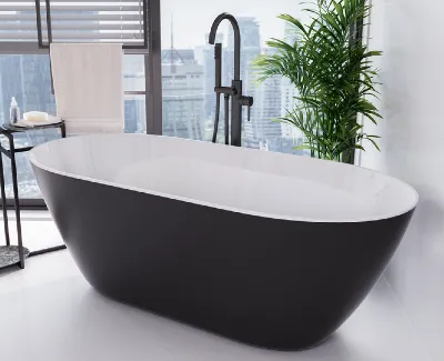 Wanna Wolnostojąca Besco Moya Matt Black&White 170 + klik-klak czarny czyszczony od góry