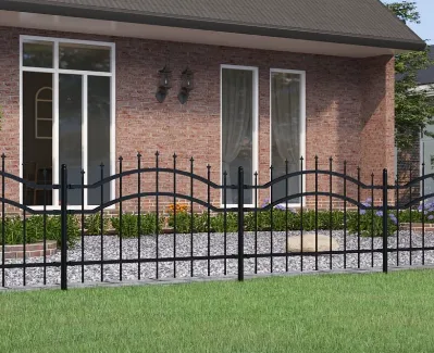 VIDAXL Ogrodzenie z grotami, czarne, 115 cm, malowana proszkowo stal