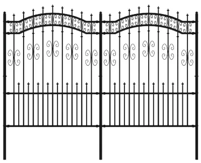 VIDAXL Ogrodzenie z grotami, czarne, 190 cm, malowana proszkowo stal