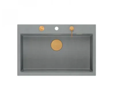 Quadron Marc Zlewozmywak granitowy jednokomorowy 76x50 cm szary/miedziany HQM7650U5_PVDC1