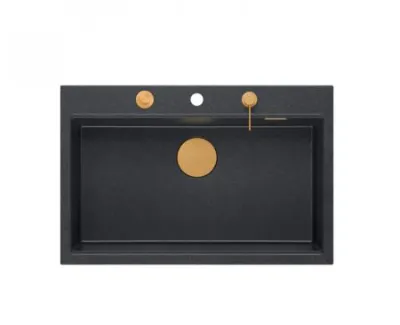 Quadron Marc Zlewozmywak granitowy jednokomorowy 76x50 cm czarny/miedziany HQM7650U8_PVDC1