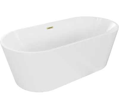 Mexen Luna wanna wolnostojąca 170 x 80 cm, biała, przelew złoty szczotkowany - 52031708000-55