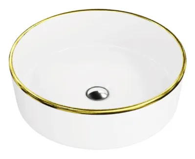 Lavita Merida Gold Line Umywalka nablatowa 37 cm złoty/biały połysk 5900378325130