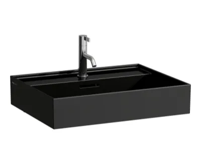 Laufen Kartell Umywalka wisząca lub meblowa 60x46 cm bez otworu na baterię czarny mat H8103337161091