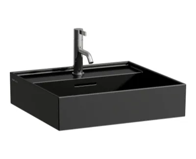 Laufen Kartell Umywalka wisząca lub meblowa 50x46 cm bez otworu na baterię czarny mat H8103327161091
