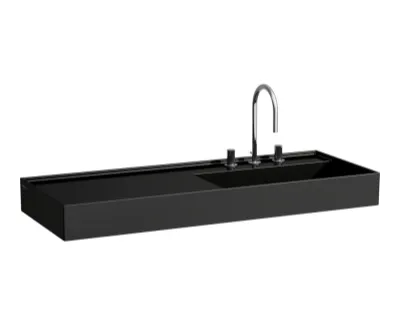Laufen Kartell Umywalka wisząca lub meblowa 120x46 cm bez otworu na baterię czarny mat H8133337161121