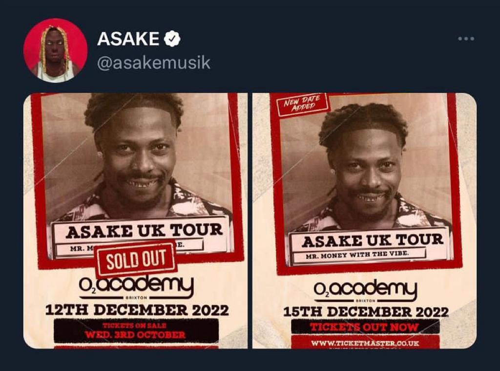 Asake sells out second London show in minutes, drops date for third show |  Pulse Nigeria