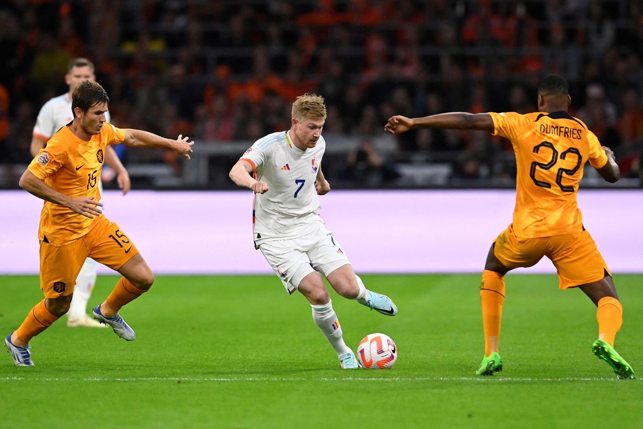 Kevin de Bruyne featured for Belgium in their 1-0 loss to Netherlands