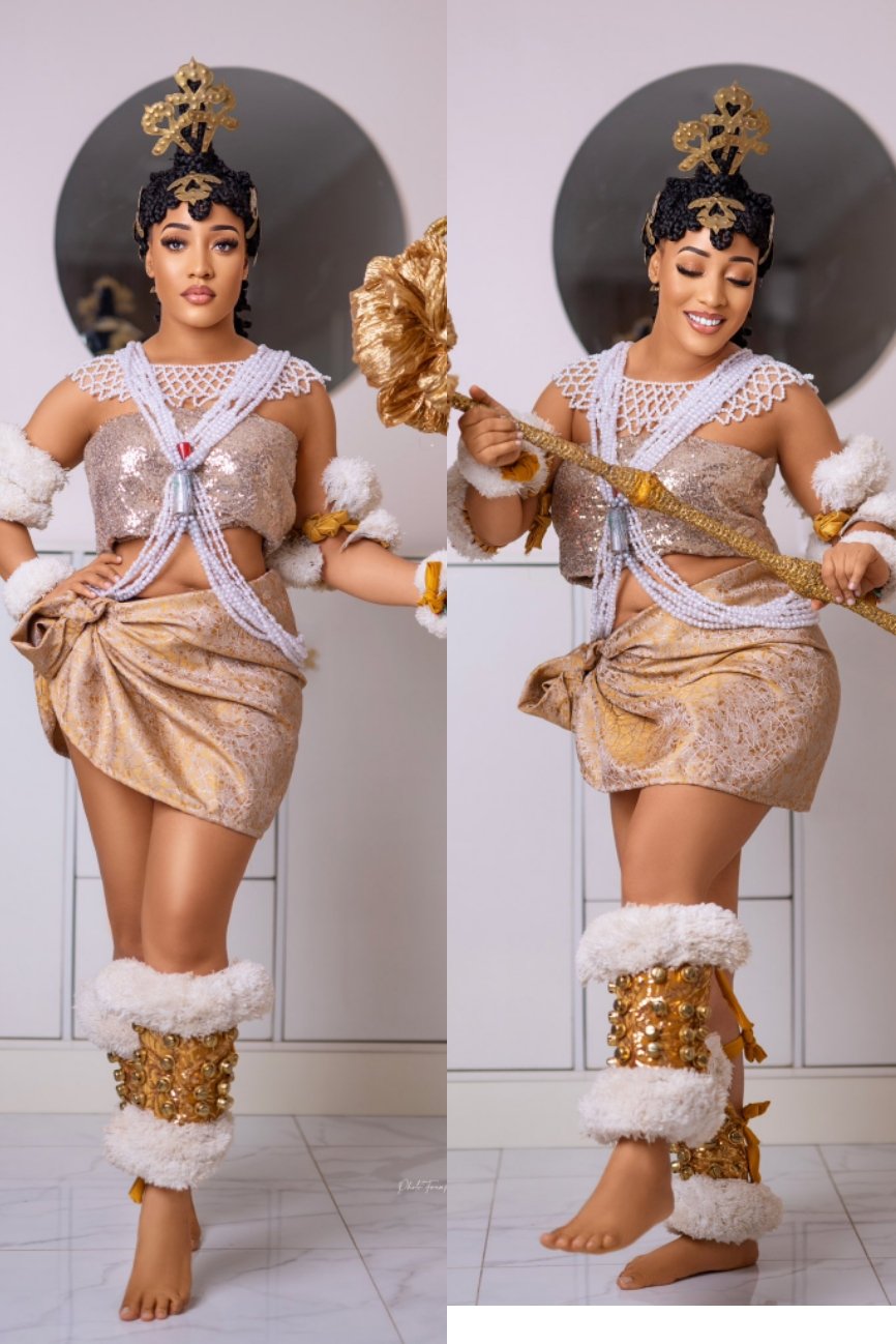 Yvonne Godswill, an Akwa Ibom born, in an Efik bridal costume