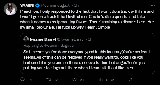 Samini calls Sarkodie disrespectful, vows never to work with him