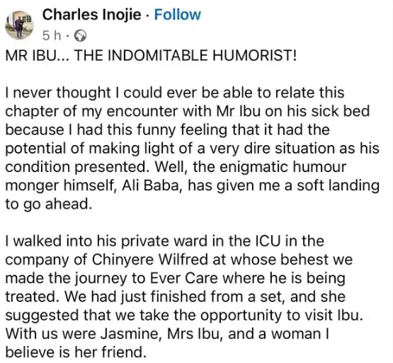 Charkes Inojie's Facebook talking about his visit [Facebook]