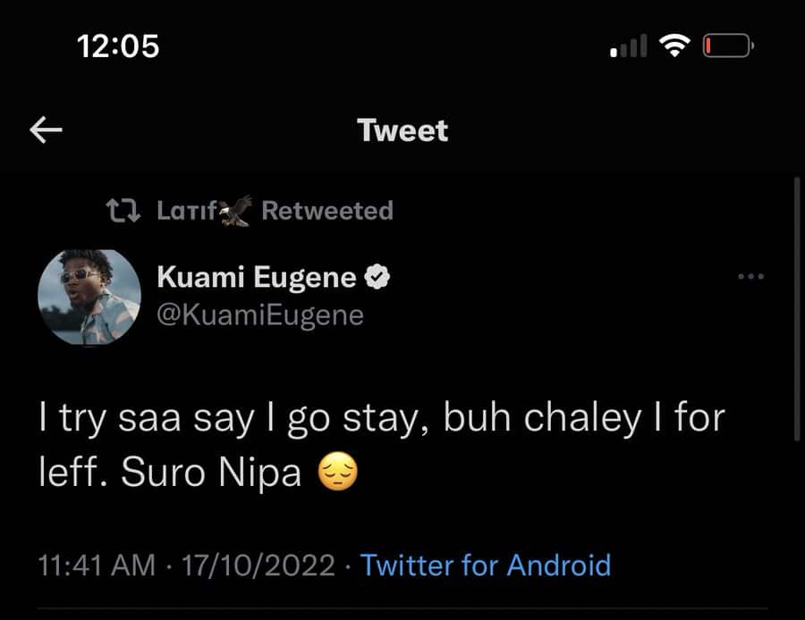 Kuami Eugene hints at leaving Lynx Entertainment