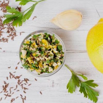 Citrom-kömény gremolata