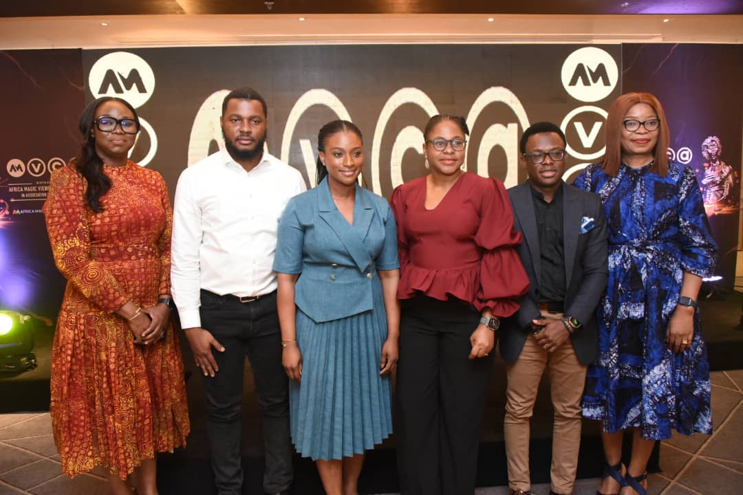 L-R: Elohor Olumide-Awe, Portfolio Manager, Adjacencies, Amstel Malta; Doris Ohanugo, Executive Head, DStv Media Sales; Segun Ogunleye, GM Marketing, Seven-Up Bottling Company; Debola Williams, Marketing Director, Promasidor; Dr. Busola Tejumola, Executive Head of Content & West Africa Channels, MultiChoice Nigeria; Olaoluwa Babalola, Portfolio Manager, Beyond Beer (Zagg Energy Drink) at the 9th AMVCA press conference