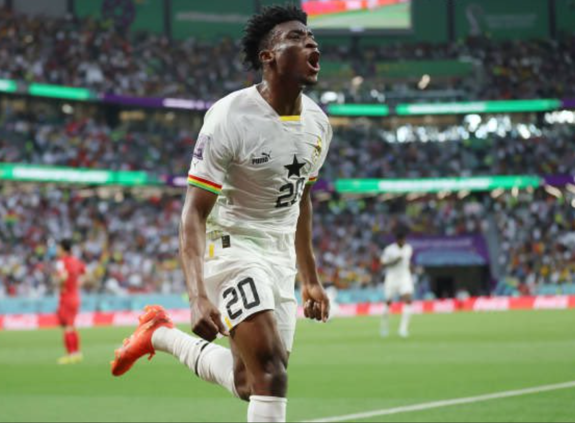 Mohammed Kudus celebrating one of his goals against South Korea.