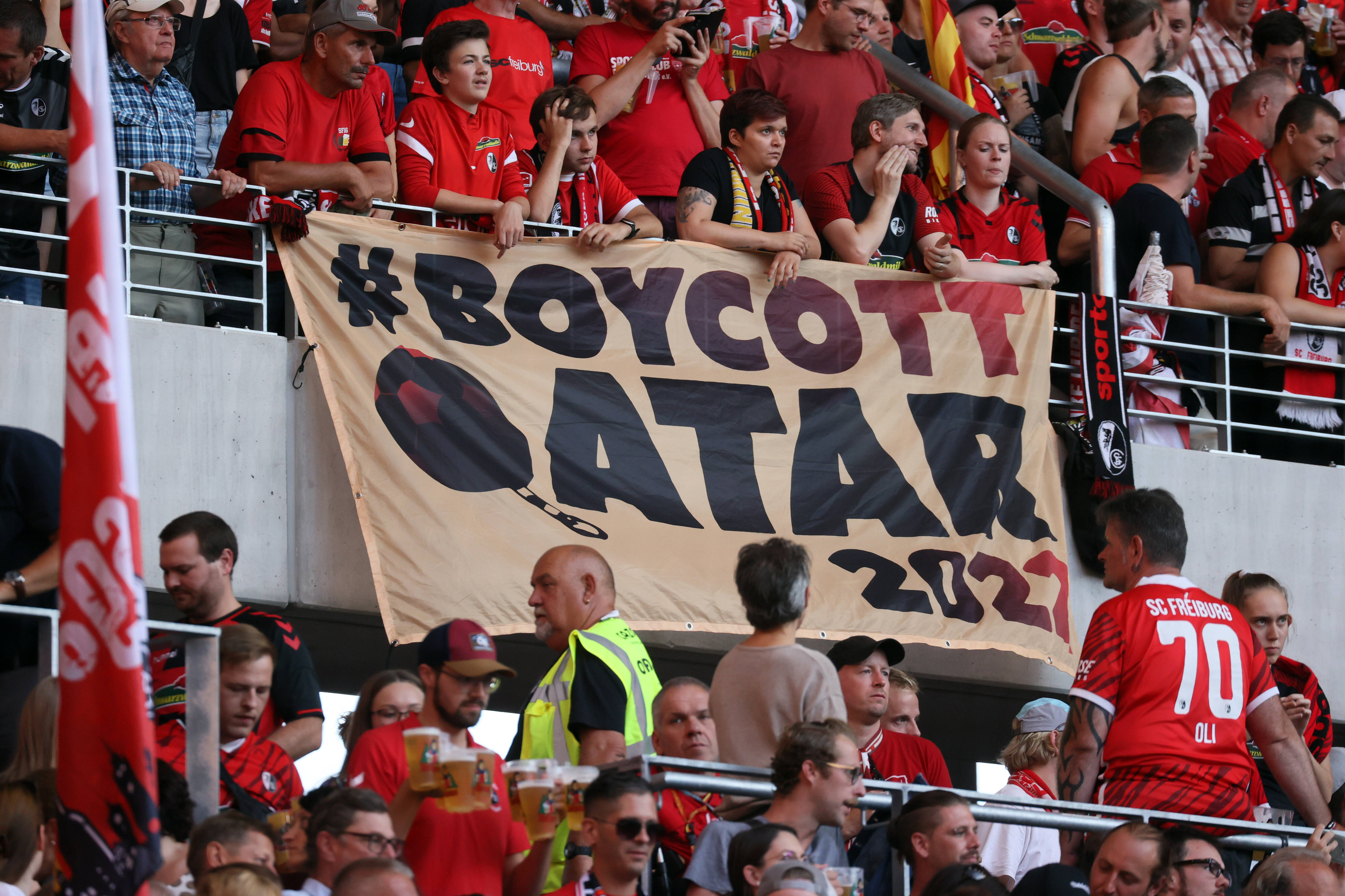 Fans in the Bundesliga protest Qatar hosting the 2022 FIFA World Cup