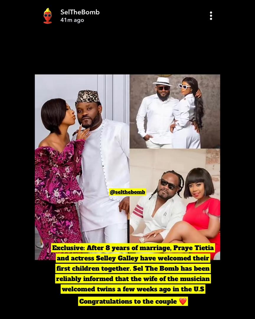 Selly Galley reportedly welcomes twins after 8 years of marriage
