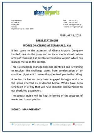 Leaking terminal 3 ceilings under repair - GACL