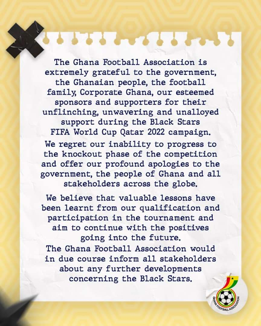 GFA expresses contrition over Black Stars World Cup exit