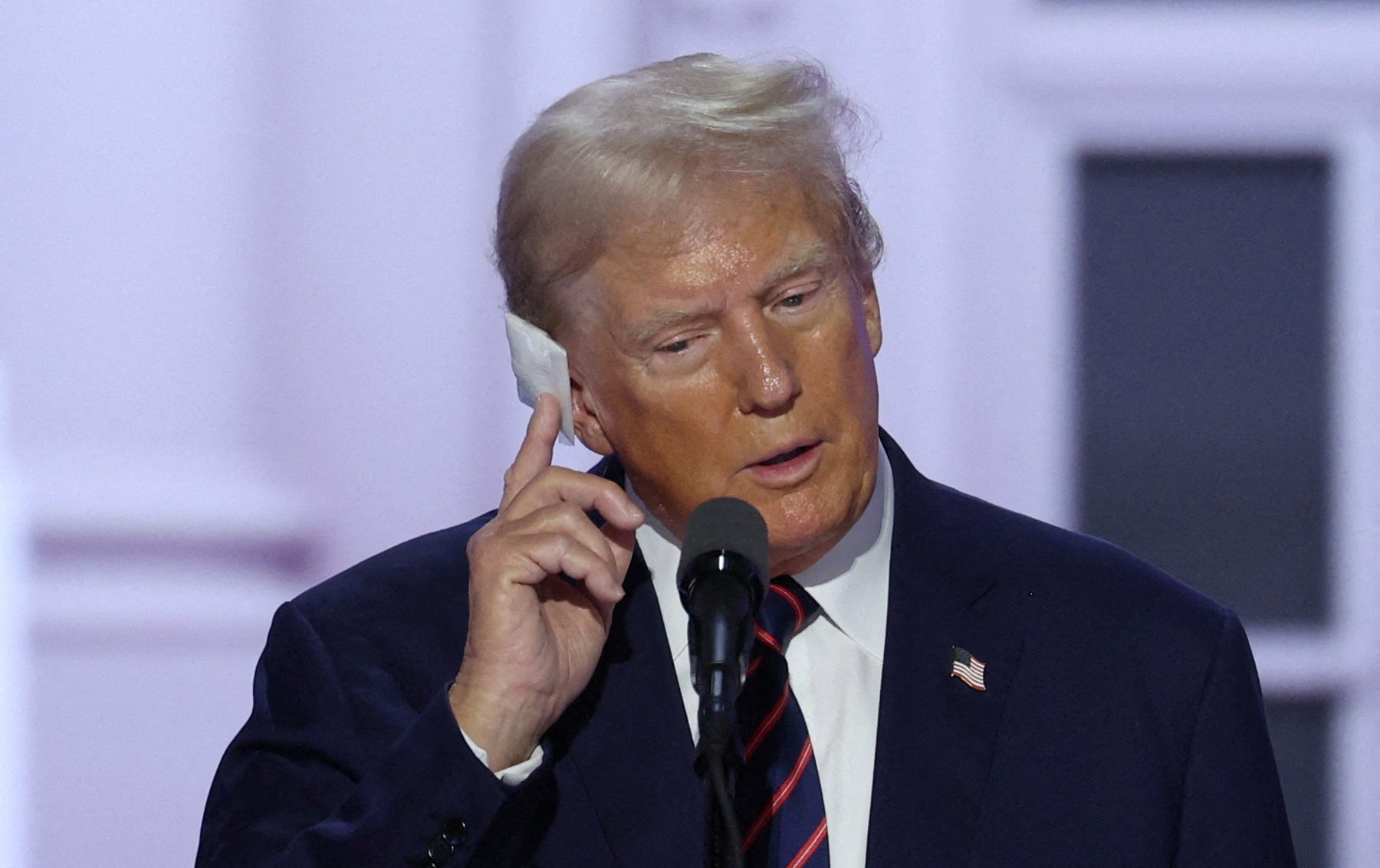 Donald Trump, rehearsing for his Day 3 speech at the Republican National Convention.Reuters/Mike Segar