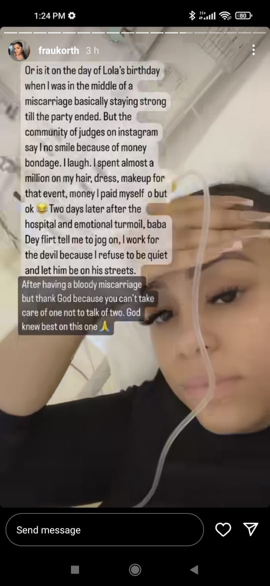 She spoke about the miscarriage she went though alone