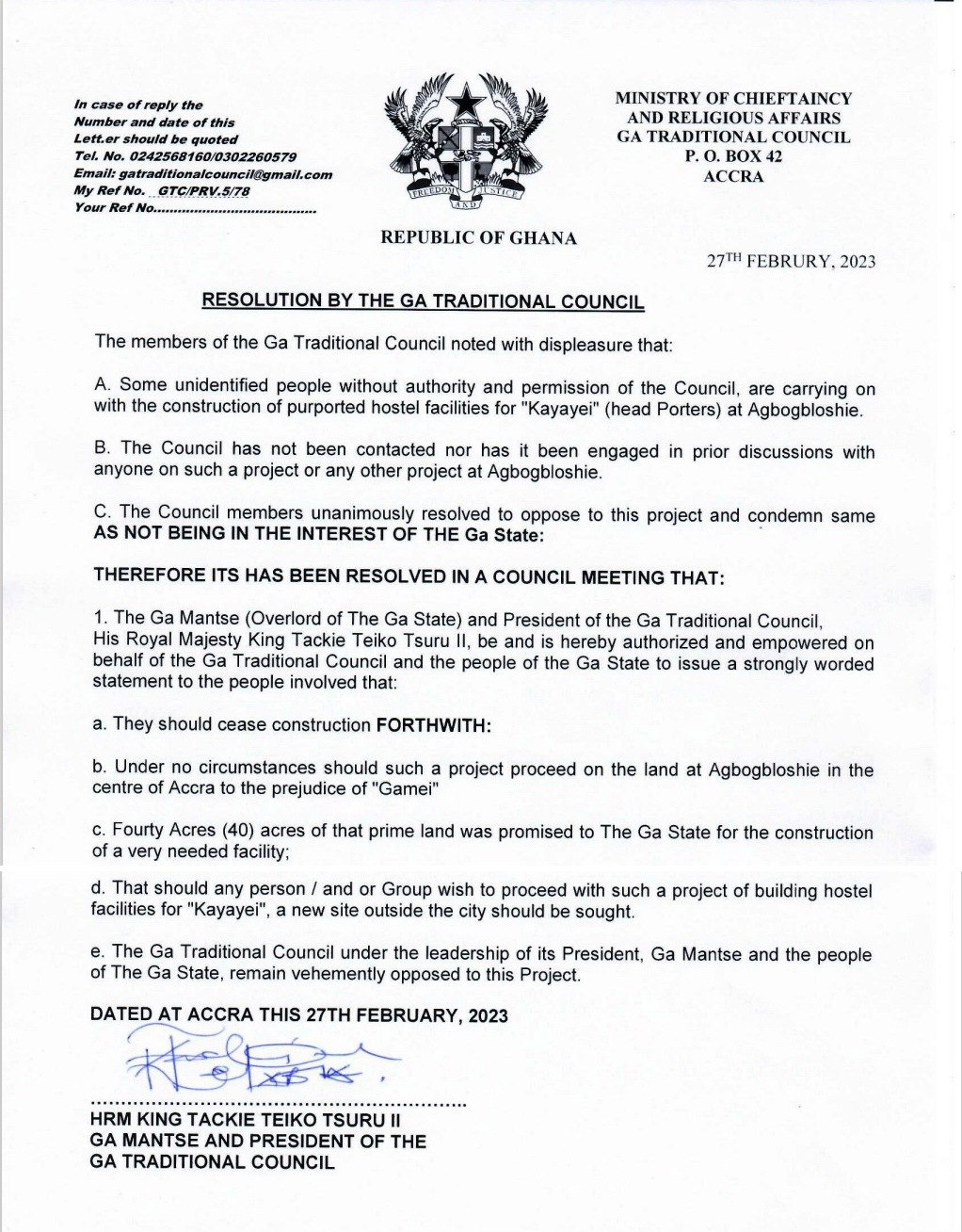 We’re ‘vehemently opposed’ to building kayayei hostel in Accra – Ga Traditional Council