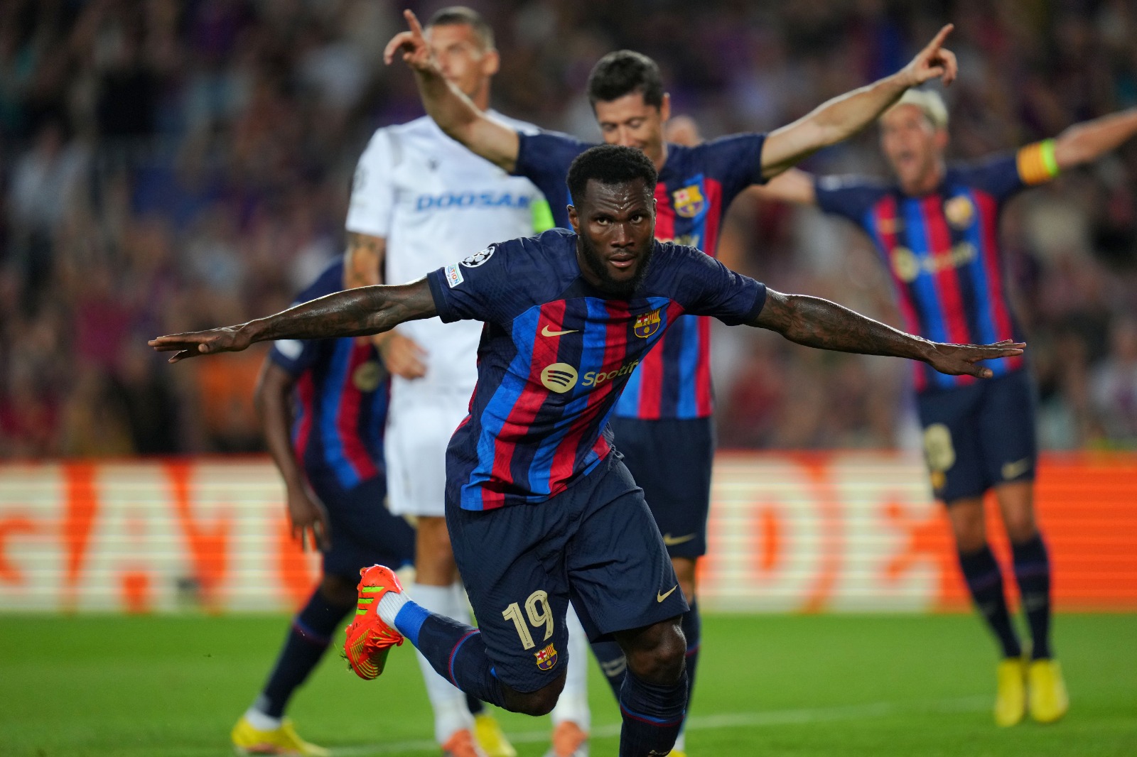 Frank Kessie opened the scoring for Barcelona in their win against Viktoria Plzen