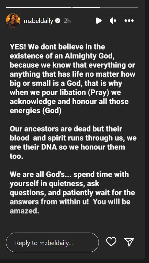 Mzbel defends son after he claimed God didn\'t create him