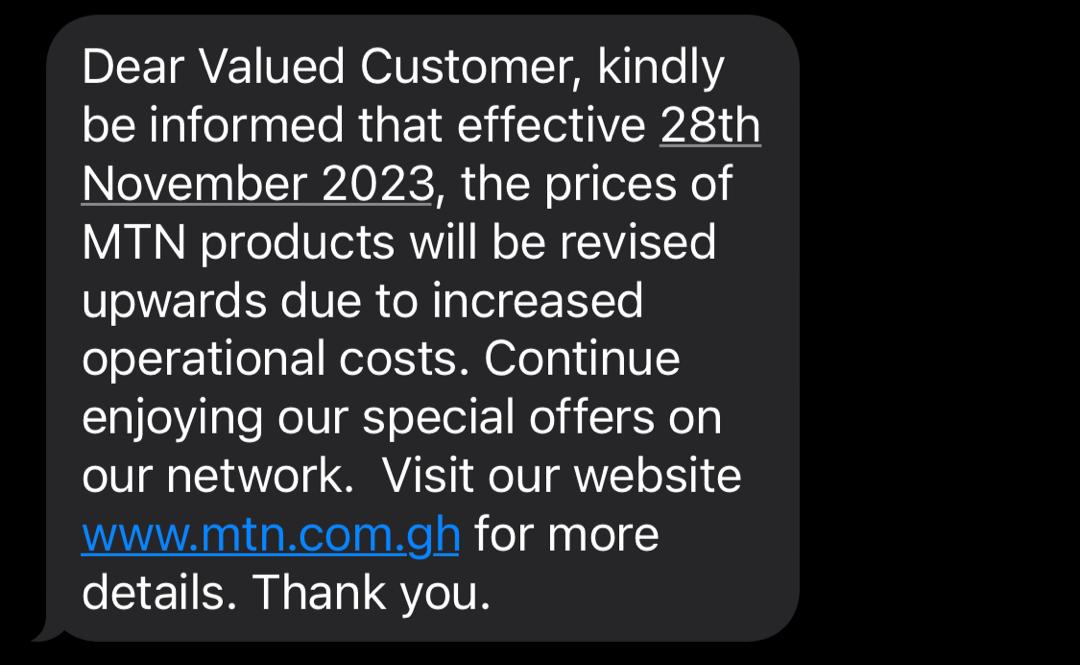 MTN to revise product prices effective November 28