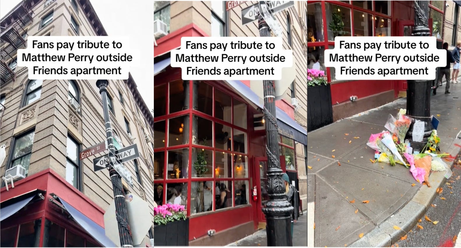 Matthew Perry memorial outside NYC Friends apartment grows as fans leave  flowers and heartfelt tributes to late star following his shock death aged  54