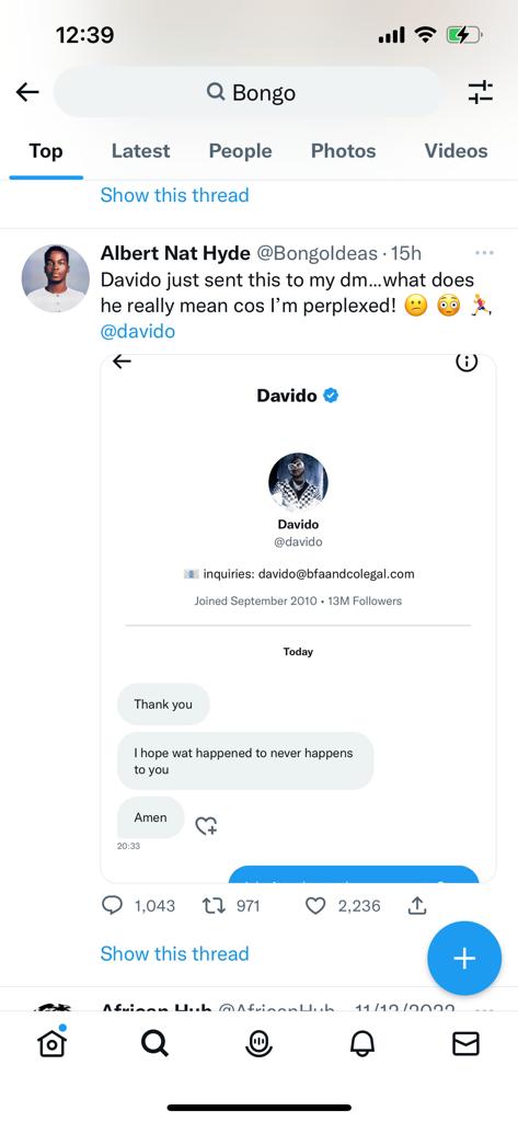Davido curses 'notorious' Bongo Ideas via DM for blaming him over his son's death