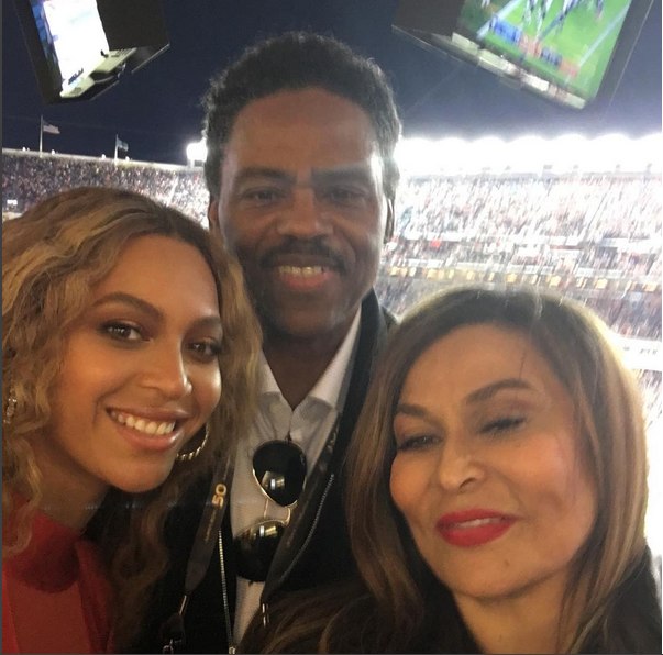 Beyonce with mum, Tina Knowles, and stepfather, Richard Lawson