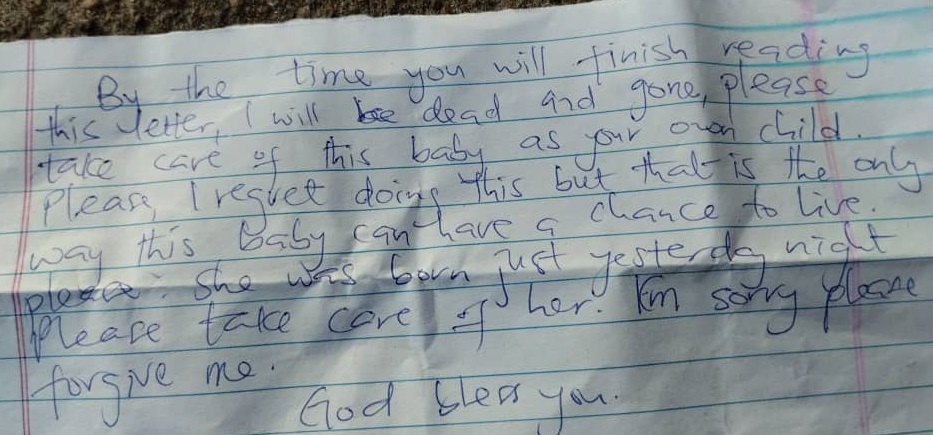 ‘Take care of this baby as your child’ - Mother dumps baby at pastor’s doorstep with a note