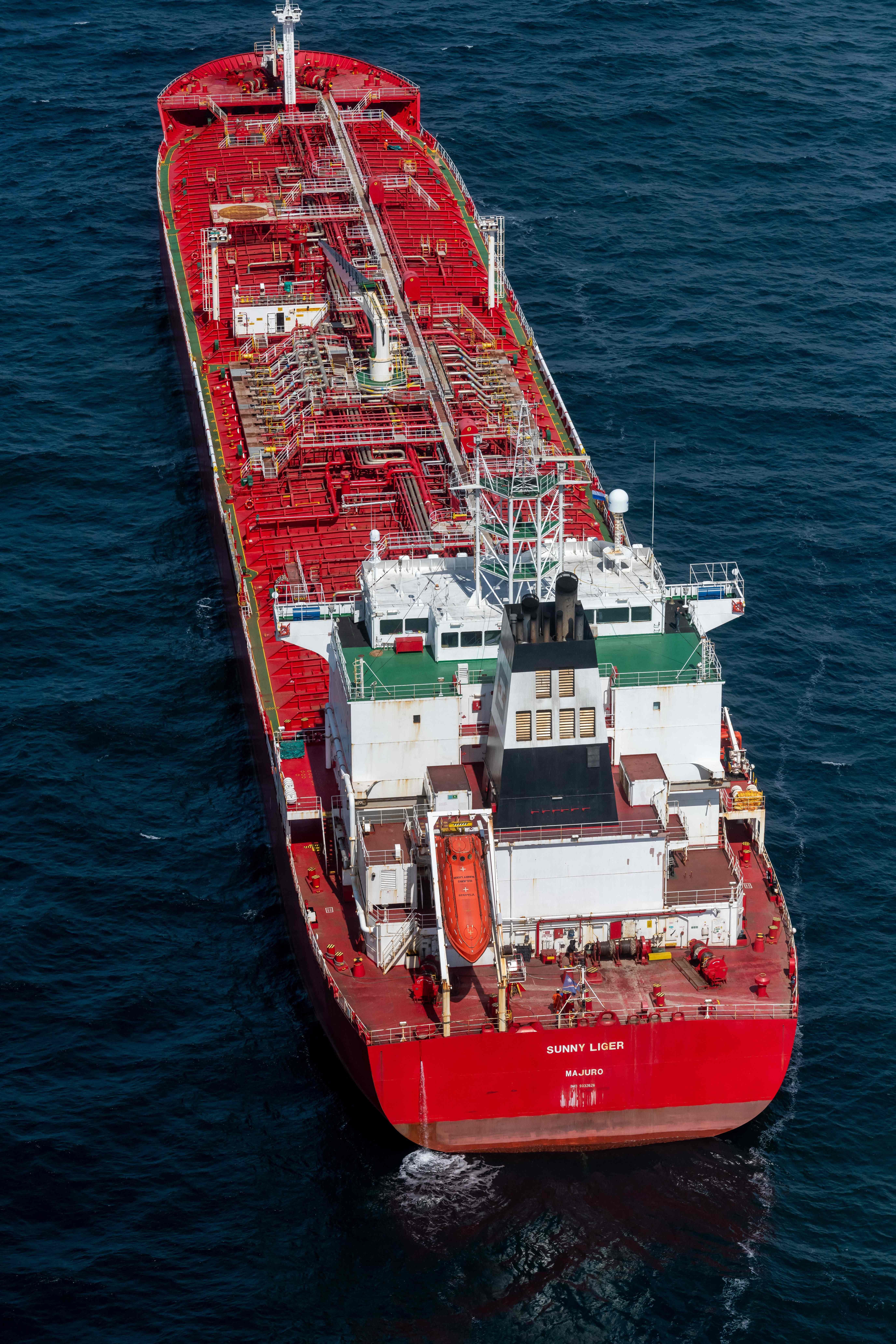 The Sunny Liger, with its consignment of Russian diesel, anchored in the North Sea on April 30, 2022.