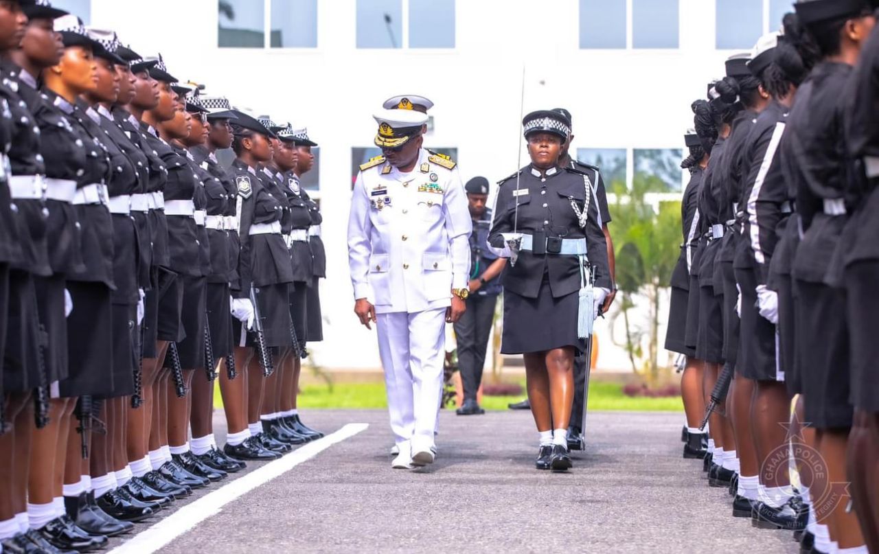 Ghana Police Service and other security agencies organise guard of honour for outgoing CDS, Vice Admiral Seth Amoama