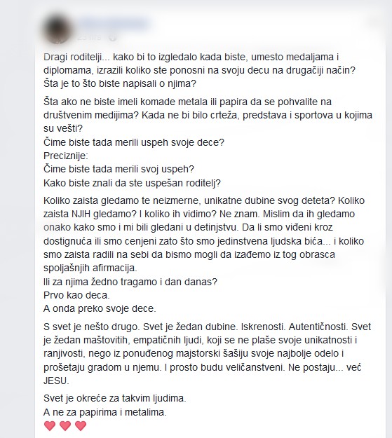 Status je oduševio mnoge roditelje