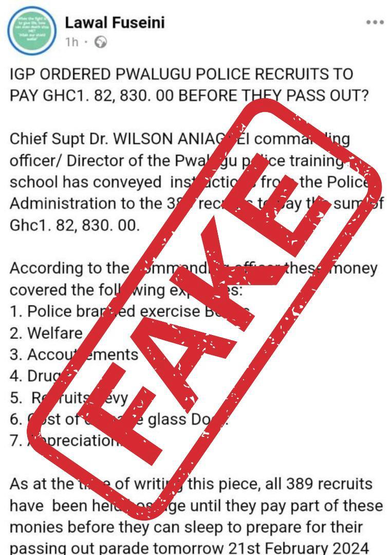 Ghana Police Service denies  bribery claims surrounding police recruits\' passing out