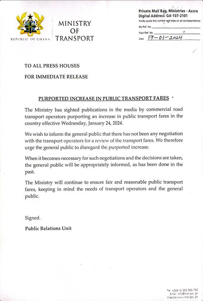 There\'ll be no lorry fare increase; ignore transport operators - Transport Ministry