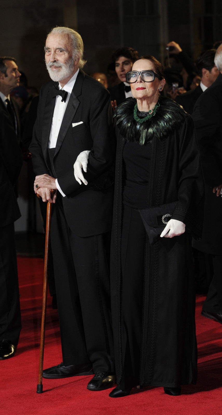 Christopher Lee z żoną Birgit Kroencke na premierze 