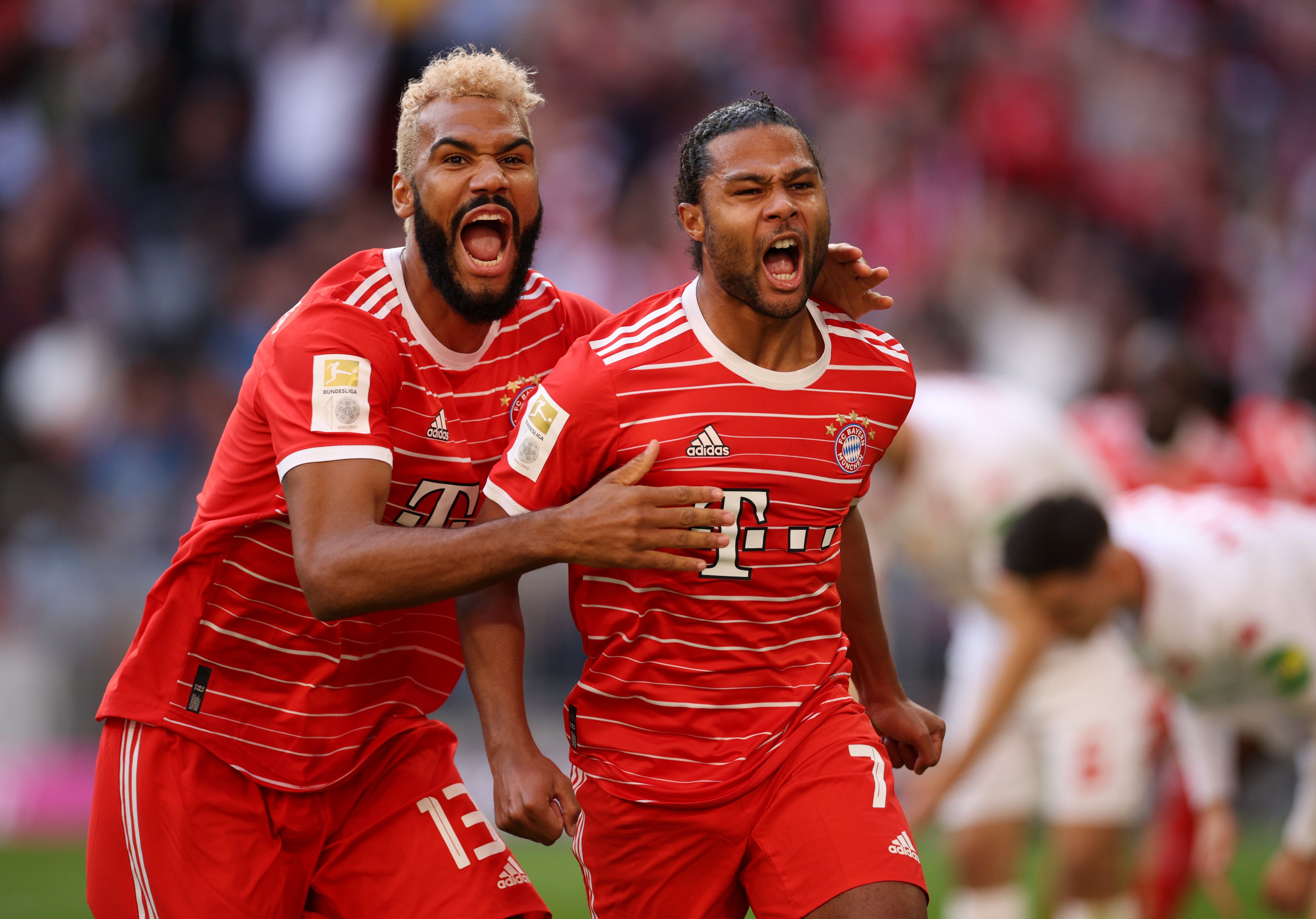 Serge Gnabry(R) opened the scoring for Bayern Munich against Mainz 05