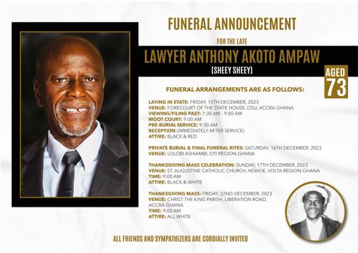 Late Akoto Ampaw to be laid in state on December 15