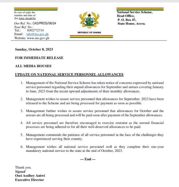 Allowance is being processed for payment – NSS assures personnel