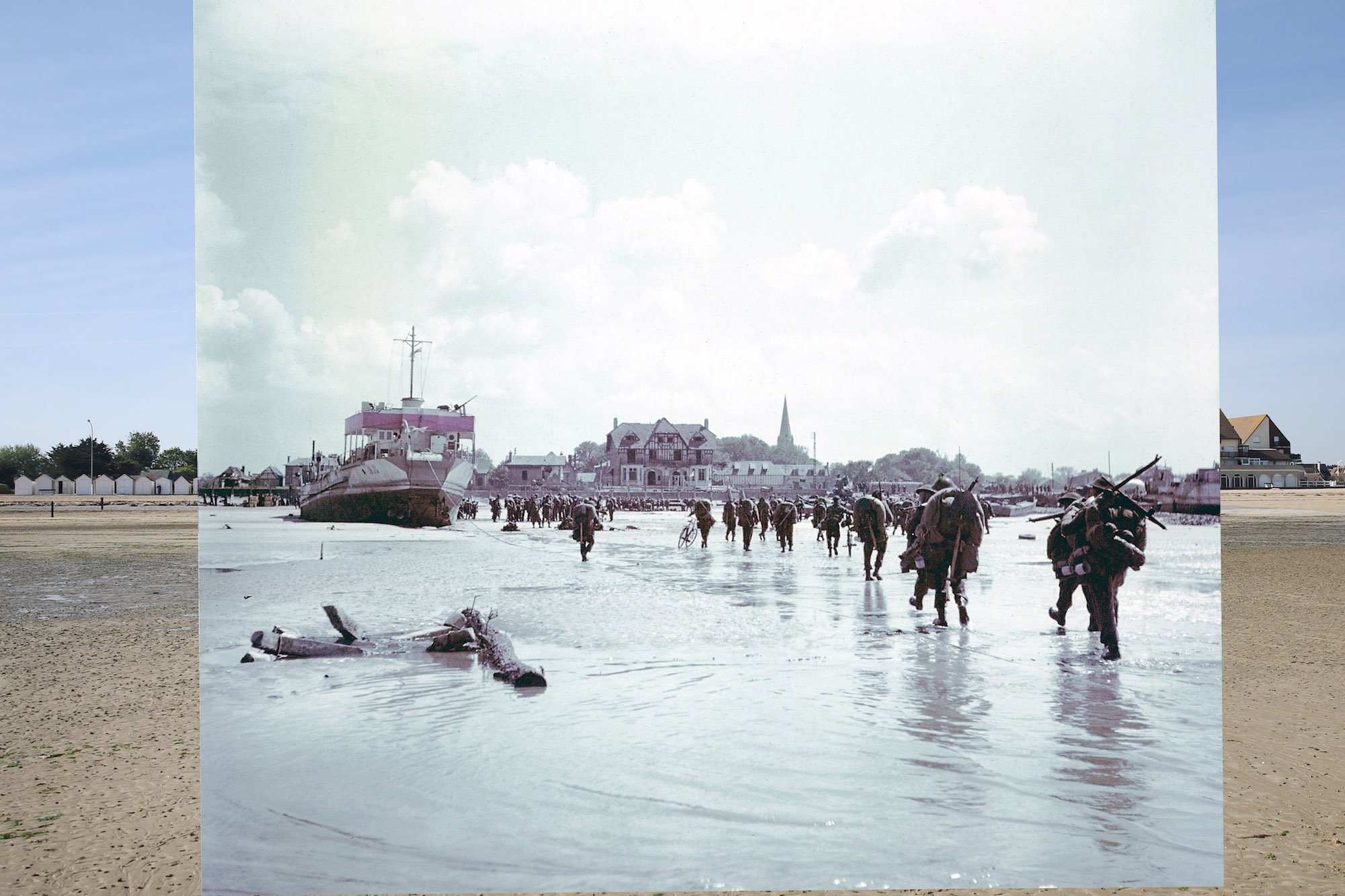 These haunting photo overlays capture the horrors of D Day which